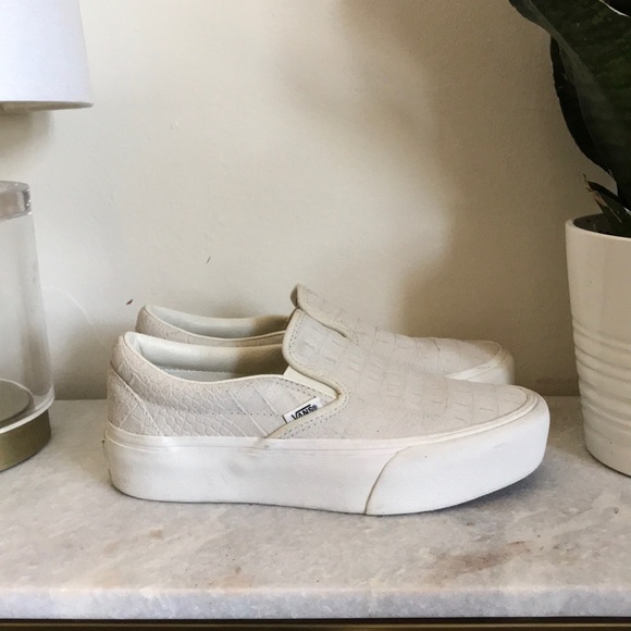 platform white slip ons